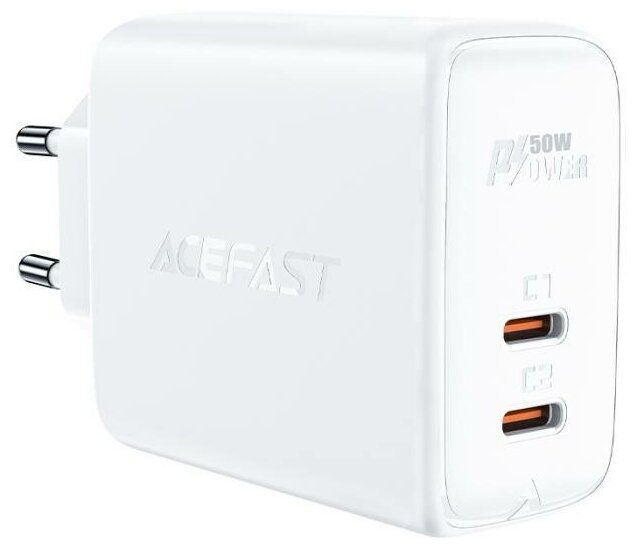 Зарядное устройство ACEFAST A29 PD50W, GaN, 2xUSB-C, белый