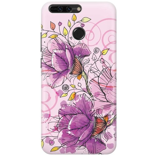 фото Re:pa накладка transparent для honor 8 pro с принтом "розовые цвета"