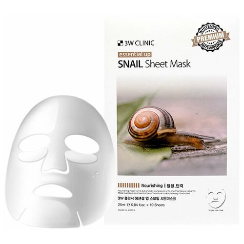 Питающая тканевая маска с улиточным муцином  3W Clinic Essential Up Snail Sheet Mask