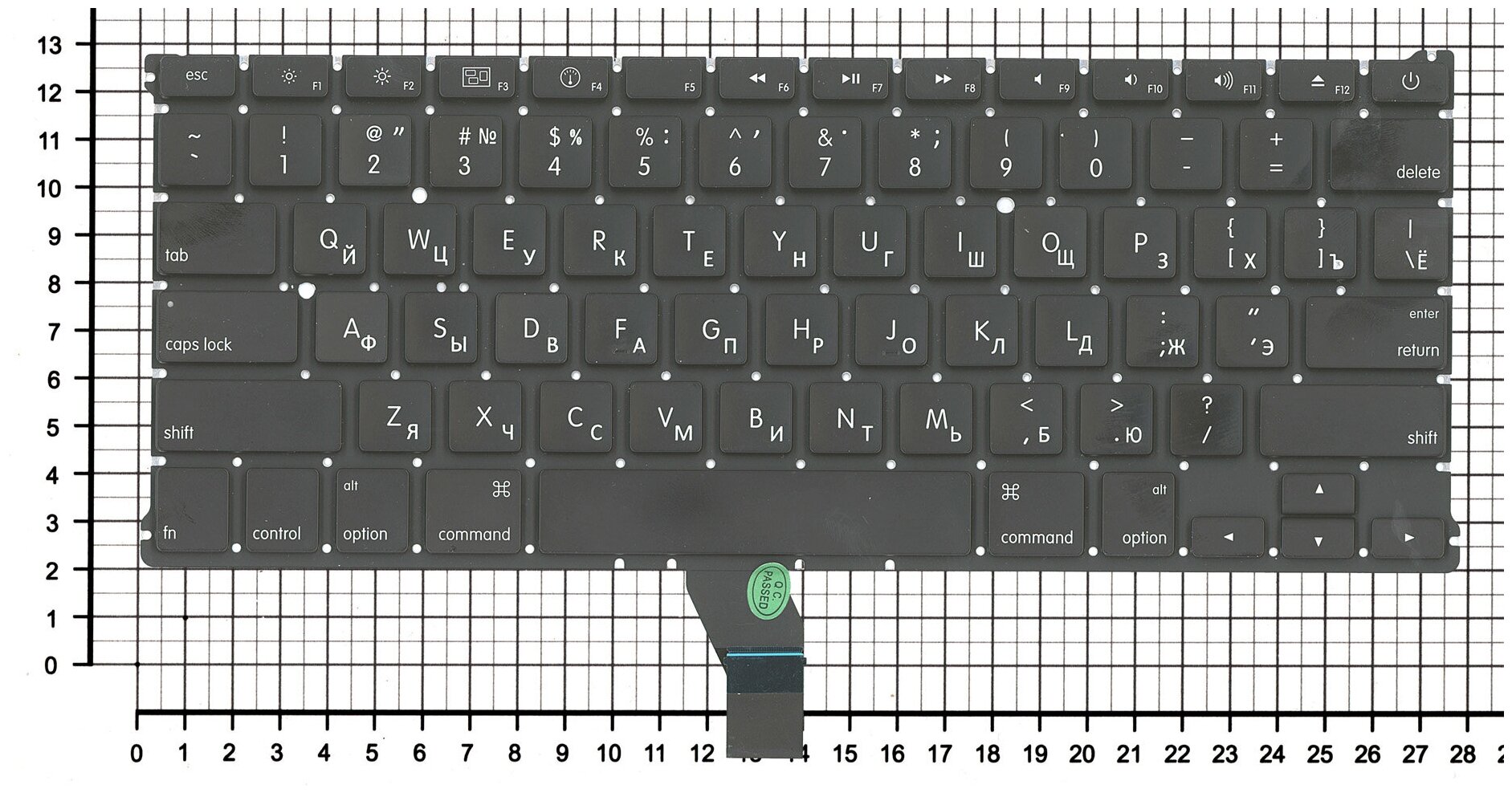 Клавиатура для ноутбука Apple Macbook Air MC503 2010 плоский ENTER без подсветки Русская Чёрная