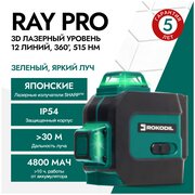 Лазерный уровень (лазерный нивелир) Rokodil Ray Pro 3D, зеленый луч, 12 линий на 360 градусов