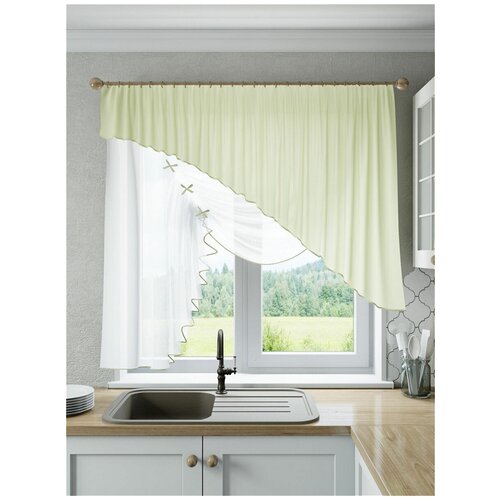 фото Шторы для кухни sola "джульетта", лимонный, левая