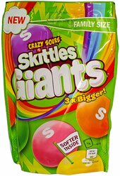 Жевательные Драже Скитлс Гигантские драже Кислые / Skittles Giants Crazy Sours 170 гр (Ирландия)