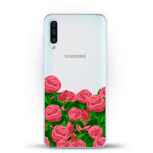 Силиконовый чехол Розы на Samsung Galaxy A50 жидкий неоновый чехол череп из мексики арт на samsung galaxy a50 самсунг галакси а50