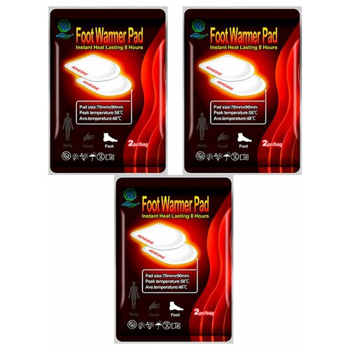 3 пары Согревающий пластырь-грелка для ног Foot Warmer Kongdy (3*2 шт)