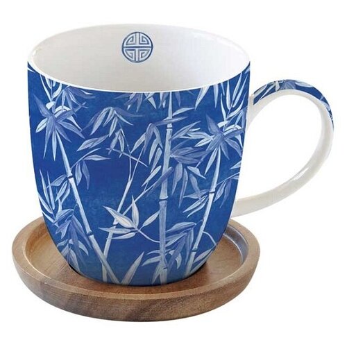 фото Кружка с подставкой "пагода", объем 350 мл, цвет синий, фарфор, easy life, el-r1080_pagb