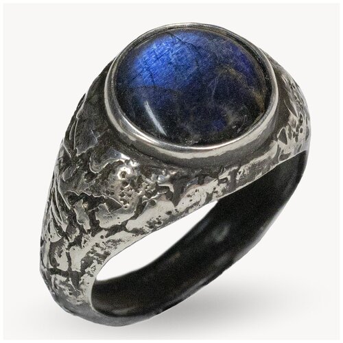 Кольцо 8jewel by NellyRomanova, серебро, 925 проба, чернение, оксидирование, лабрадорит, размер 21, синий, серебряный