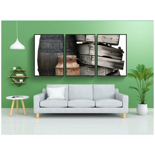фото Набор модулных постеров для интерьера "коробки, деревянные ящики, бочка" 60x90 см. в тубусе, без рамки lotsprints