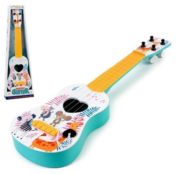 Музыкальная игрушка Гитара . От 3 лет .42х4х4 см . Пластик, Дерево