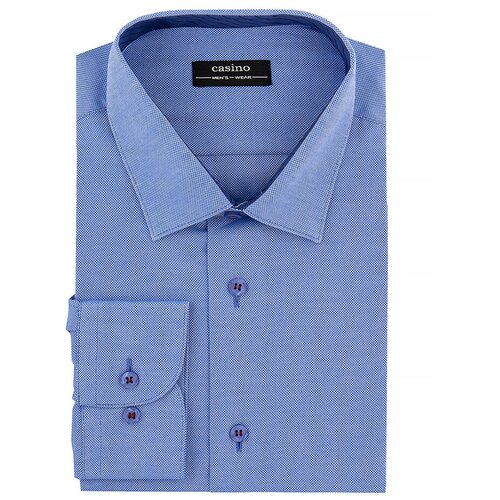 фото Рубашка мужская длинный рукав casino c213/157/9002/ox/1, прямой силуэт / сlassic fit, цвет голубой, рост 174-184, размер ворота 41