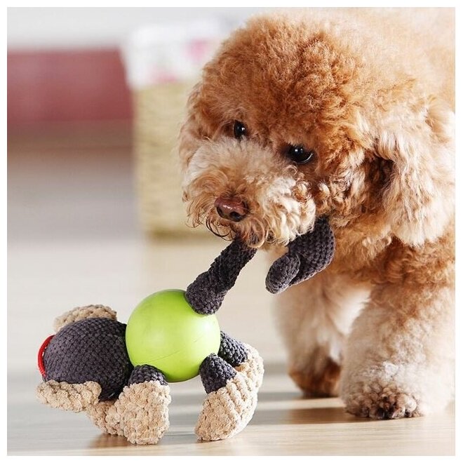 Игрушка для собак "Бегемот", 170мм/ плюшевая игрушка для животных/ жевательная игрушка для собак/ мягкая игрушка в форме бегемотика - фотография № 5