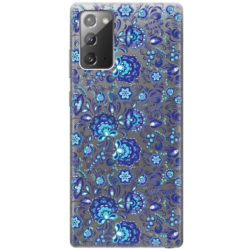 Ультратонкий силиконовый чехол-накладка Transparent для Samsung Galaxy Note 20 с 3D принтом Gzhel ультратонкий силиконовый чехол накладка transparent для samsung galaxy a02 с 3d принтом gzhel