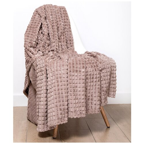 Плед 2-спальный, 180х200 см, полиэстер, Silvano, Монако Квадраты, пудровый, SQF-180-8