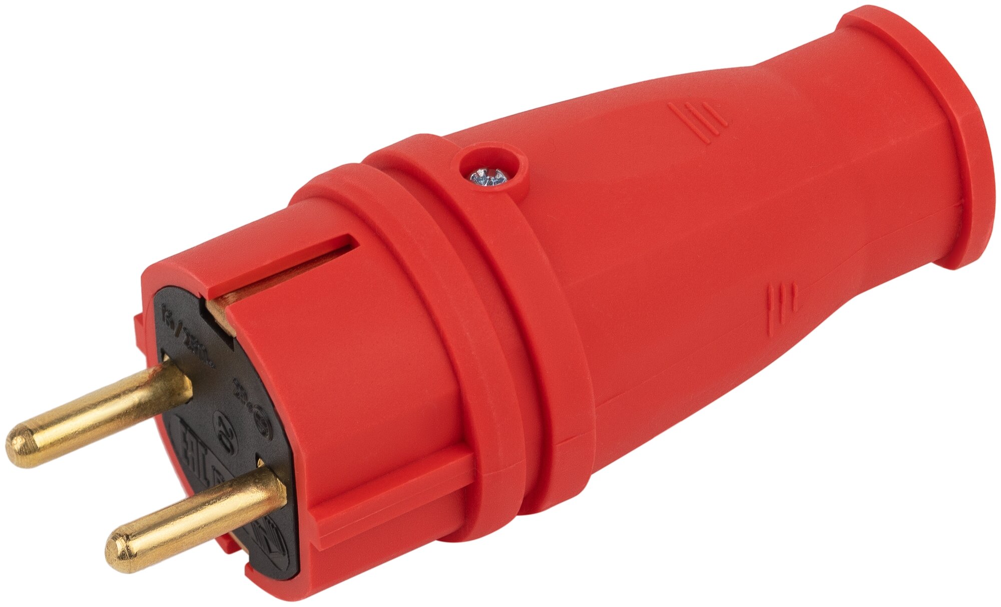 Вилка ЭРА VX10-R-IP44 каучуковая c заземлением 16А IP44 прямая красная арт. Б0055415 (1 шт.)