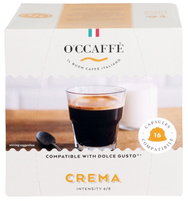 Кофе в капсулах O'CCAFFE Crema для системы Dolce Gusto, 16 шт (Италия) - фотография № 3