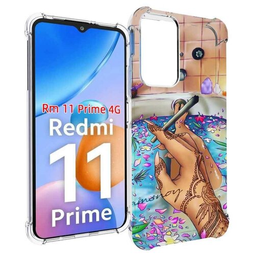 Чехол MyPads девушка в ванне женский для Xiaomi Redmi 11 Prime 4G задняя-панель-накладка-бампер