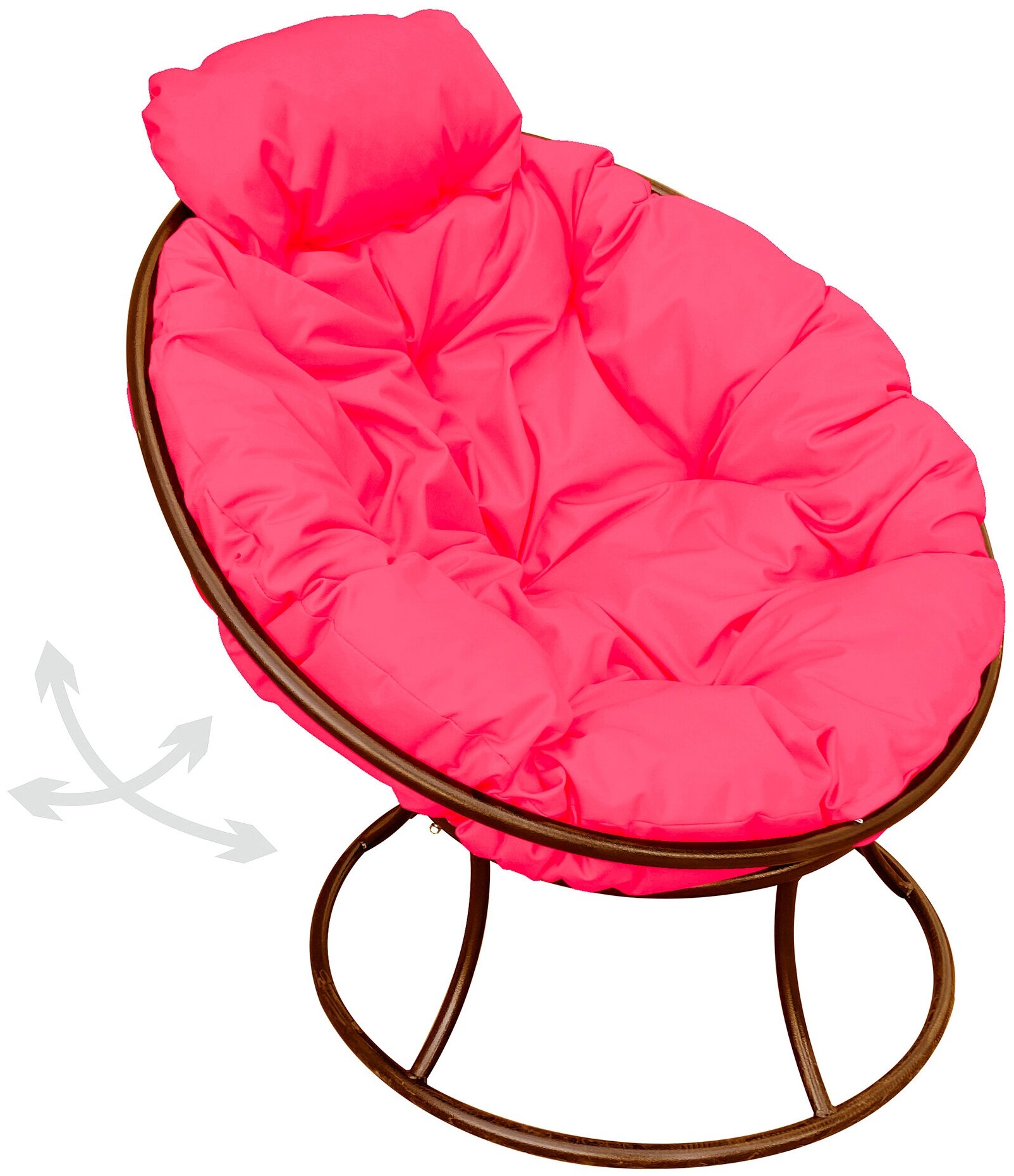 Кресло m-group папасан пружинка мини коричневое, розовая подушка - фотография № 1