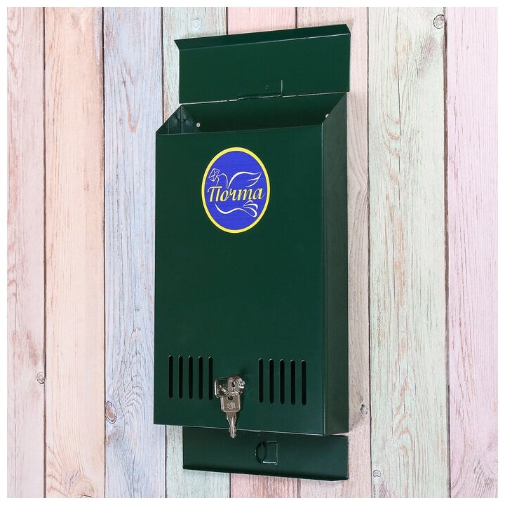 Ящик почтовый с замком, вертикальный, зелёный - фотография № 3