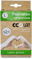 Перчатки медицинские белые EcoLat, размер L, 10 шт