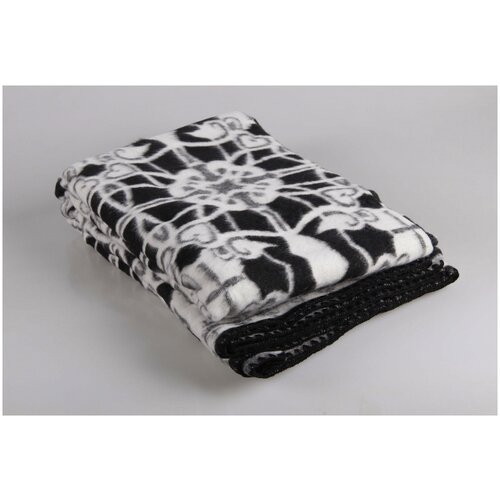 Одеяло шерсть 15% Жаккард 140х205 4-калейдоскоп черный