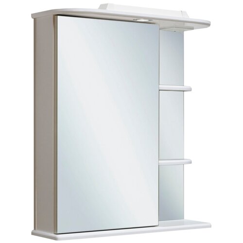 Зеркало шкаф для ванной / с подсветкой / Runo / Магнолия 60 /левый / полка для ванной