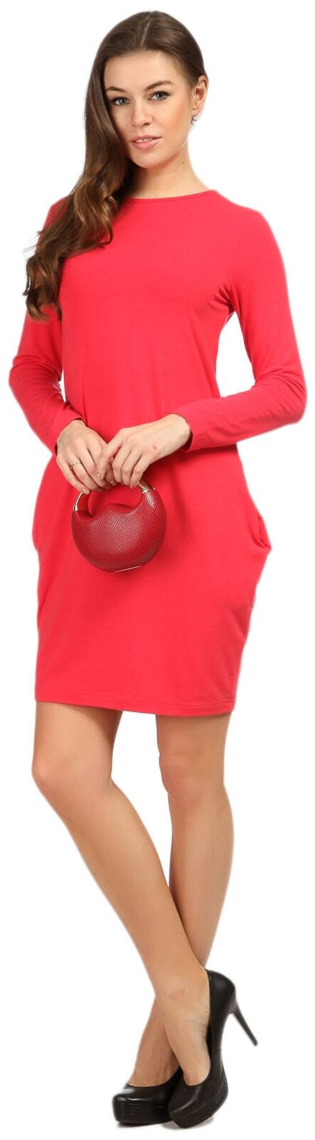 Платье MONDIGO, повседневное, полуприлегающее, миди, карманы, размер 46, красный