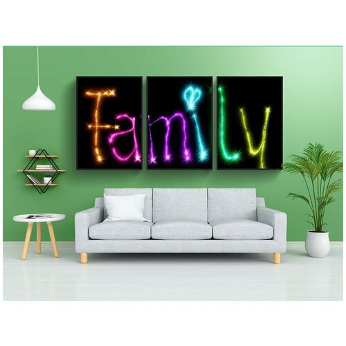 фото Набор модулных постеров для интерьера "семья, пишу, звезды" 60x90 см. в тубусе, без рамки lotsprints