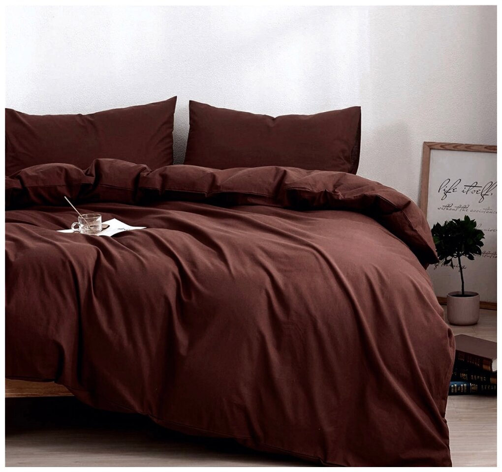 Комплект постельного белья Grazia-Textile 1,5 спальный коричневый, Сатин, наволочки 50x70 2 шт. - фотография № 4