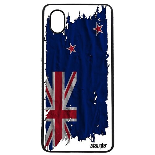 фото Противоударный чехол для // samsung galaxy a01 // "флаг новой зеландии на ткани" дизайн государственный, utaupia, белый