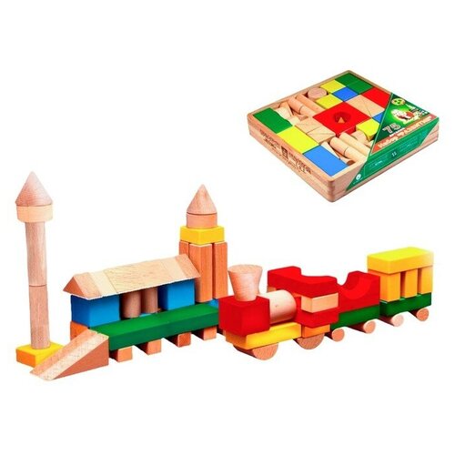 Престиж игрушка Конструктор цветной, 75 деталей, в деревянной коробке ������������������ ���������� 4 ��������������