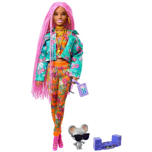 Кукла Barbie Экстра с розовыми косичками GXF09 розовый кукла mattel barbie экстра с розовыми косичками