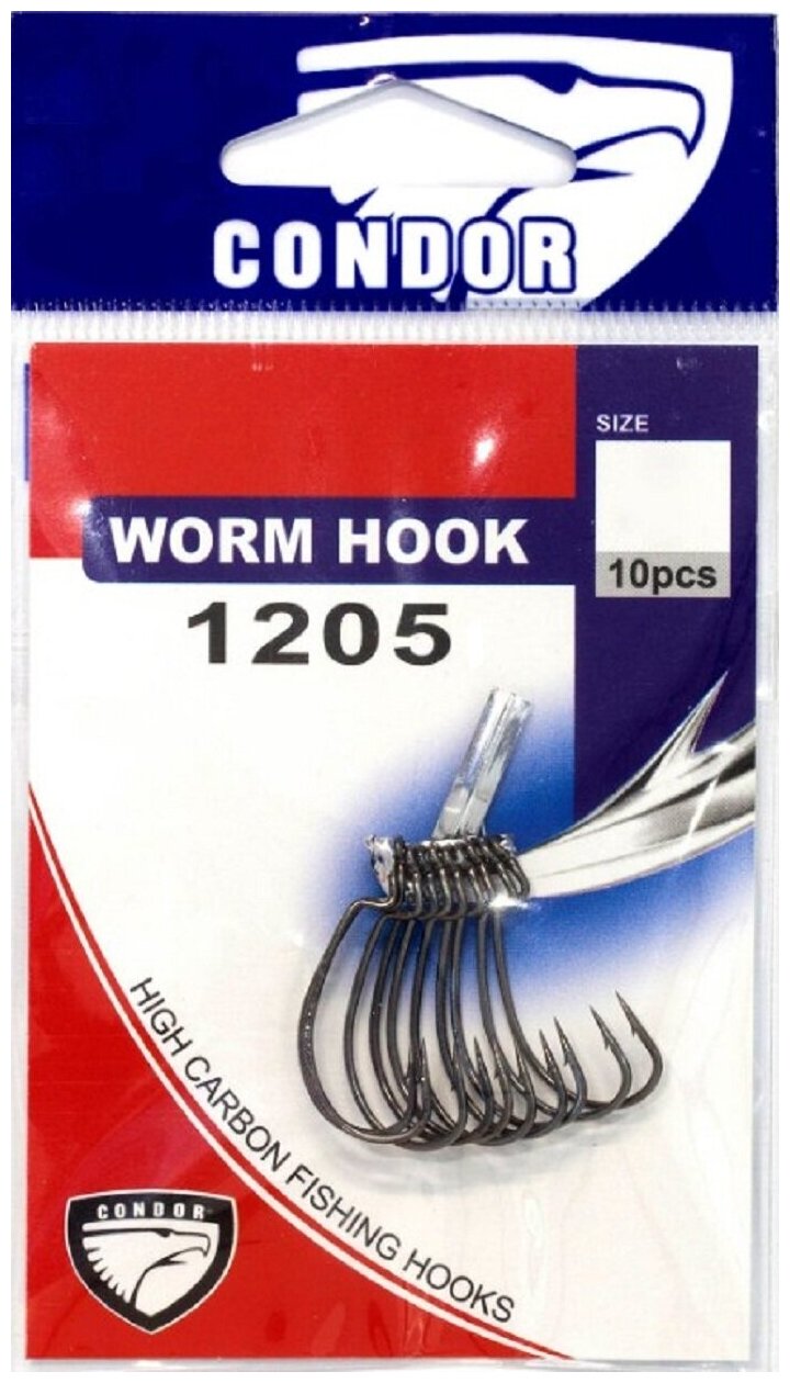 Крючок офсетный Condor WORM HOOK серии IRRIDIUM цвет black nickel упак