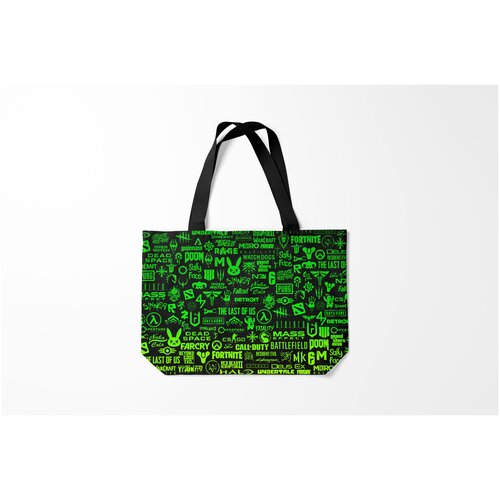 фото Сумка-шоппер / 46х35 см / геймерам / fortnite логотипы игр burnettie