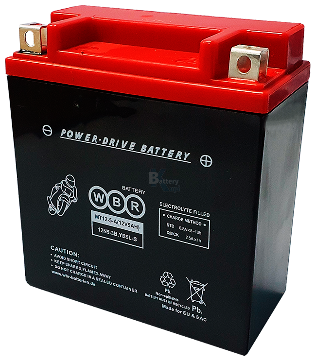 MT 12-5-A Аккумулятор для мототехники WBR, полярность: обратная (- +) (12V | 5Ah | 70A)