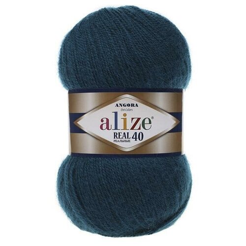 Пряжа Alize Angora Real 40 (Ангора Реал 40) - 2 мотка цвет 17 петроль 40% шерсть, 60% акрил 100г 480м