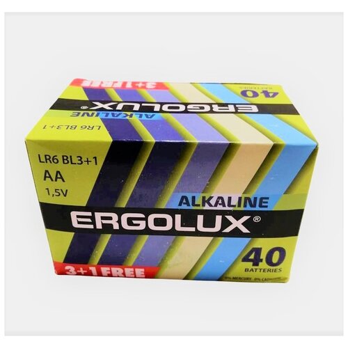 батарейка ergolux alkaline aa в упаковке 4 шт Батарейка Ergolux Alkaline AA, в упаковке: 40 шт.