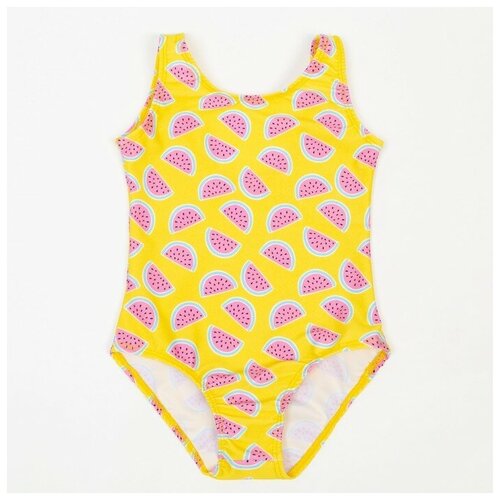 фото Купальник слитный для девочки, цвет желтый/арбузы, рост 128 см