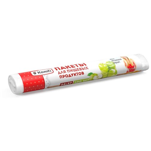 Пакет фасовочный 24смх37см Komfi, для продуктов ПВД (упаковка 100 шт.)