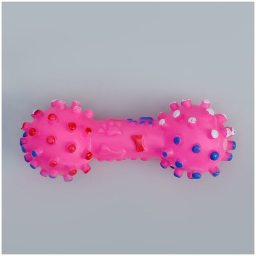 Игрушка пищащая Гантель малая для собак, 12,5 см, розовая
