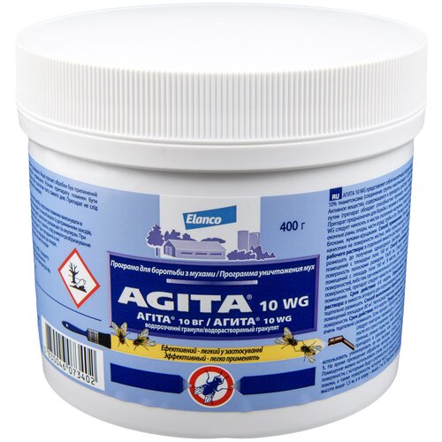 Средство от мух, комаров, тараканов, блох и других насекомых AGITA 10 WG (АГИТА 10 ВГ), водорастворимые гранулы 400 гр.