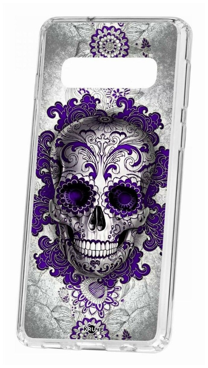 Чехол для Samsung Galaxy S10 Kruche Print Sugar skull, пластиковая накладка, силиконовый бампер с защитой камеры, защитный прозрачный кейс с рисунком