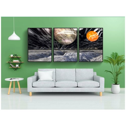 фото Набор модулных постеров для интерьера "планета, вселенная, внеземной" 60x90 см. в тубусе, без рамки lotsprints