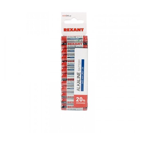 Элемент питания REXANT Alkaline AAA LR03 бл 12 элемент питания camelion plus alkaline aaa бл 4 lr03 bp4