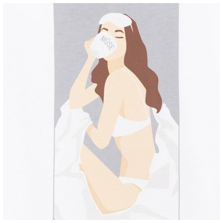 Пижама женская (футболка и шорты) KAFTAN Coffee размер 40-42, цвет белый (1 шт.) - фотография № 13