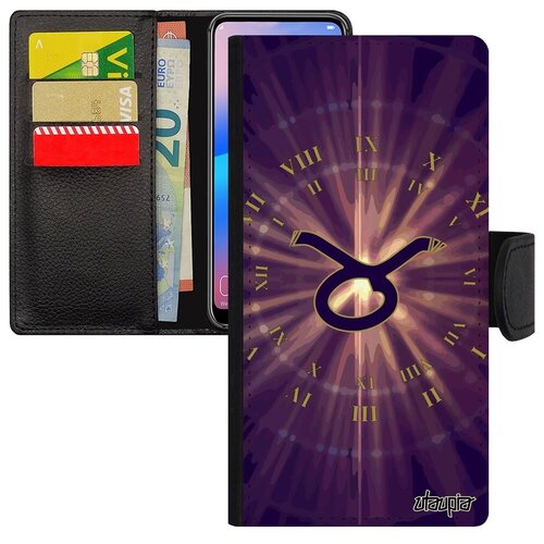 фото Ударопрочный чехол-книжка для мобильного // galaxy s7 edge // "гороскоп телец" zodiac каллиграфия, utaupia, фиолетовый