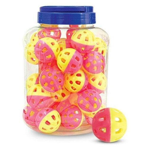 фото Игрушка для кошек triol мяч-погремушка, размер 4см., 36, желто-розовый