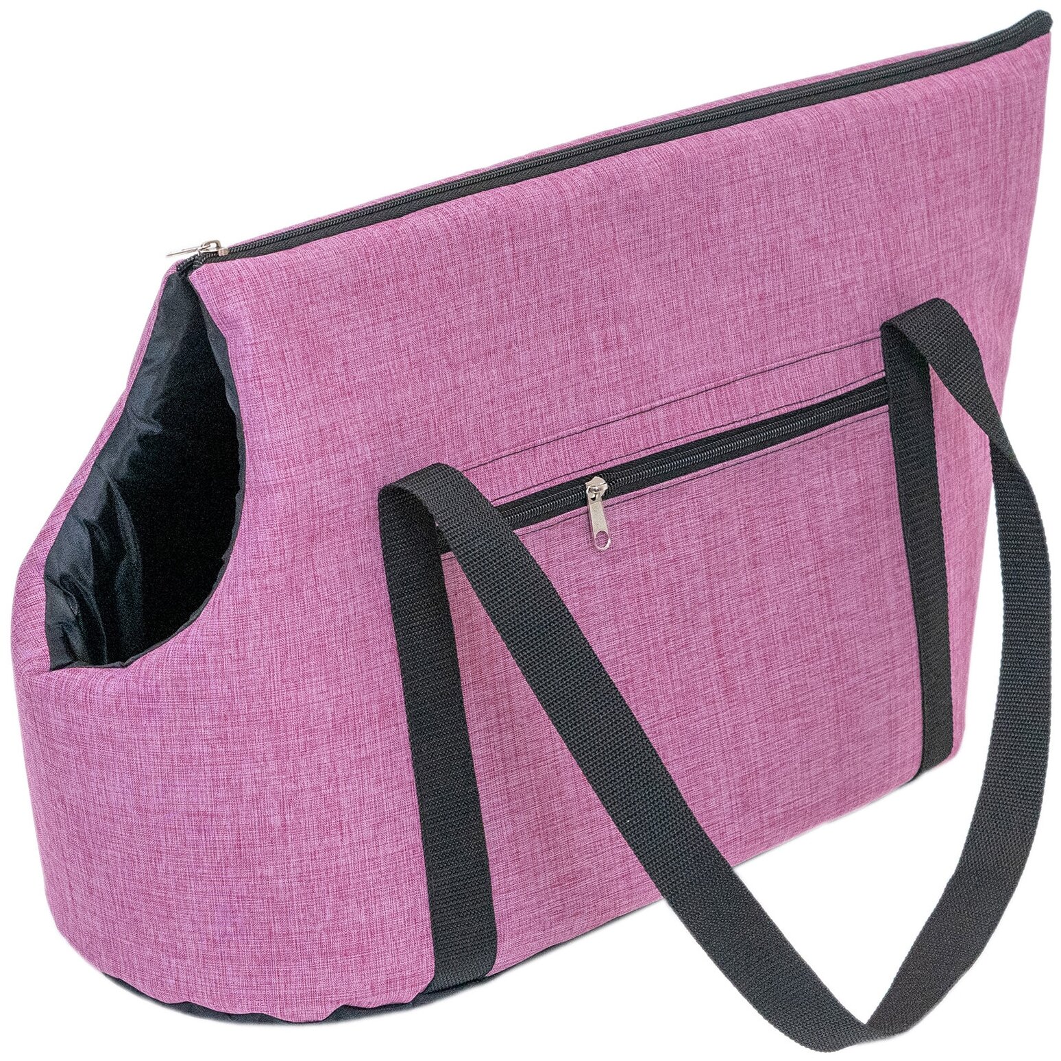 Переноска сумка Блюз "PetTails" №4 с 2мя карманами 58 х 27 х 34см (катионик, поролон), розовая - фотография № 2