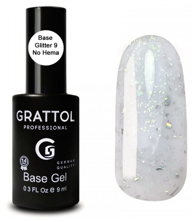 GRATTOL, Rubber Base Gel, No HEMA, База каучуковая для гель-лака, 9 мл.