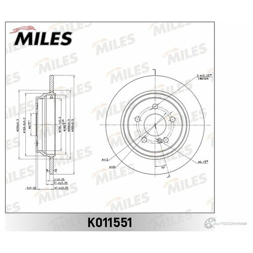 Диск Тормозной Mercedes W220 2.8-3.5 98-05 Задний D 300мм. Miles арт. K011551