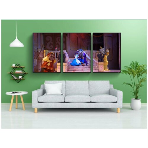 фото Набор модулных постеров для интерьера "красивая, зверь, персонажи" 60x90 см. в тубусе, без рамки lotsprints